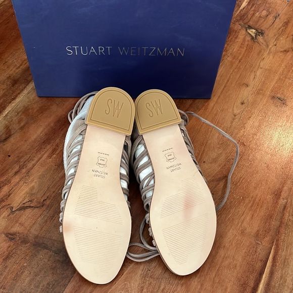 Stuart Weitzman Brown Suede Strappy Sandals, Size 7 - Picture 5 of 6